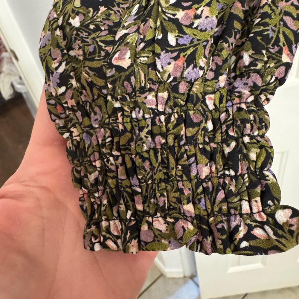 CAbi Brown Long Sleeve Ruffled Blouse with V-Neckline - Picture 7 of 8